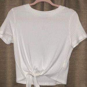 White front tie tee